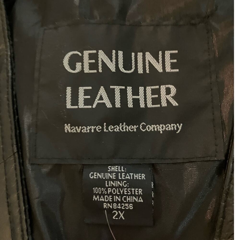 Genuine Leather Navarre Leather Company Men's Black MotoY2K Rocker Vest SZ 2X - Picture 7 of 7